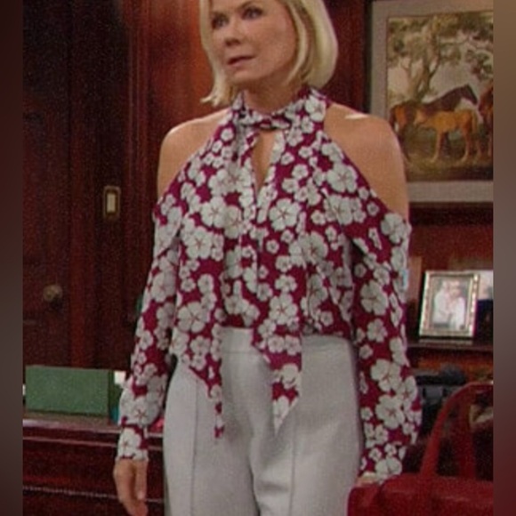 Alexis Paloma Silk Tie Neck Cold Shoulder Blouse Floral size medium - Picture 13 of 16